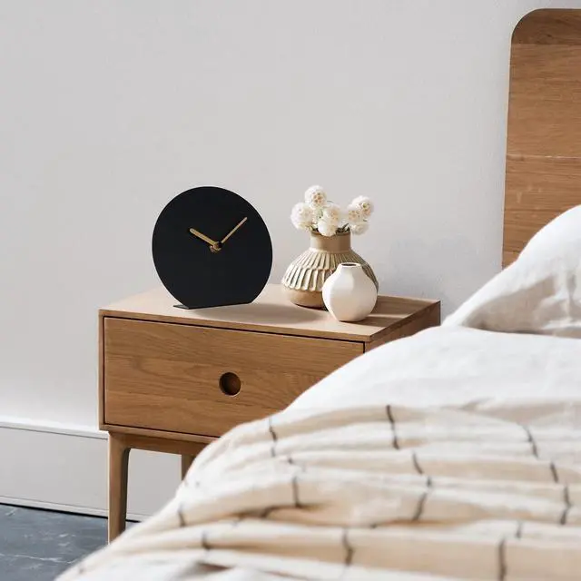 Alt view image 3 of 7 - 6'' One-Piece Table Clocks Without Scale Modern Minimalist Style Decoration, Iron Silent Quartz Desk Clock Creative Ornaments, Battery Operated Non Ticking for Home Office, Black