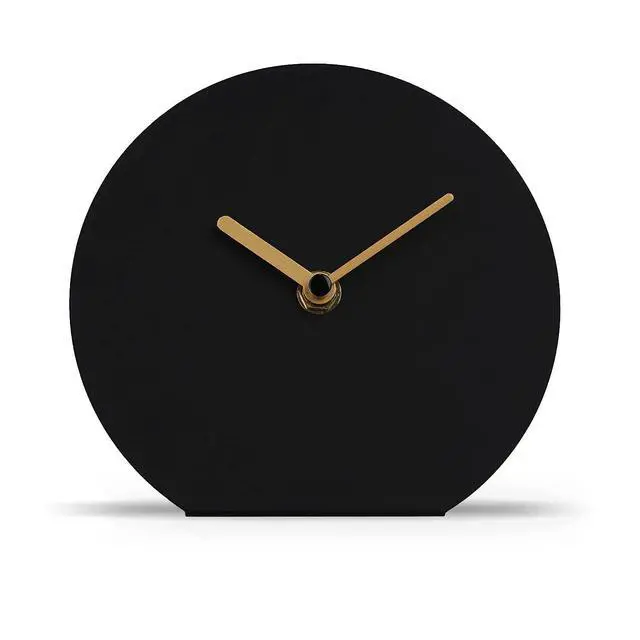 Alt view image 4 of 7 - 6'' One-Piece Table Clocks Without Scale Modern Minimalist Style Decoration, Iron Silent Quartz Desk Clock Creative Ornaments, Battery Operated Non Ticking for Home Office, Black