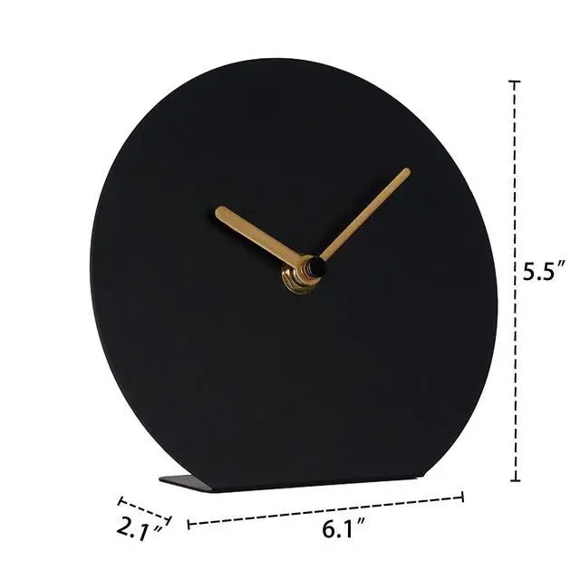 Alt view image 5 of 7 - 6'' One-Piece Table Clocks Without Scale Modern Minimalist Style Decoration, Iron Silent Quartz Desk Clock Creative Ornaments, Battery Operated Non Ticking for Home Office, Black