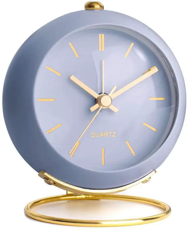Main image of Battery Operated Desk Alarm Clocks with Light,Retro Silent No Ticking Analog Small Clock,Loud Table Clock for Bedside/Bedroom/Kitchen/Office/Travel/Kids/Room Decor Aesthetic Vintage (Blue)