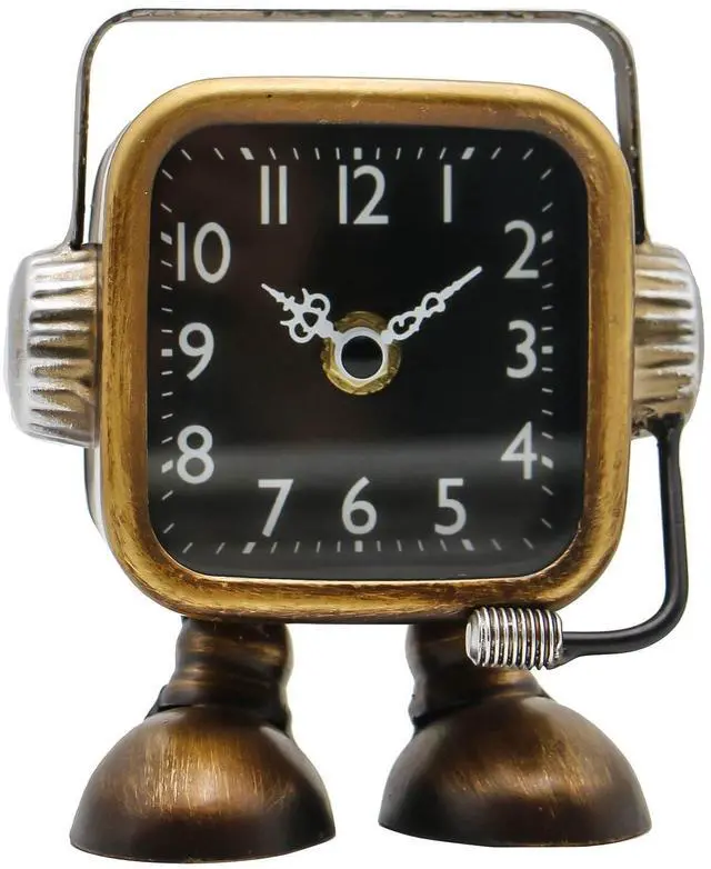Main image of Retro Steampunk Clock,Robot Table Clock,Industrial Style Desk and Shelf Clocks,Fireplace Decor,Battery Operated,Silent Non-Ticking,Clock for Office, Living Room Bedroom