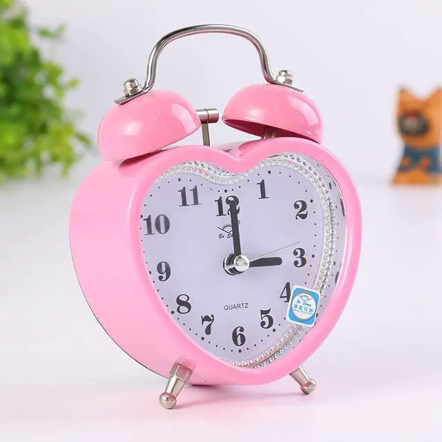 Alt view image 2 of 7 - 3 Inches Cute Twin Bell Loud Alarm Clock Silent Analog Quartz Nightlight Tableclock Battery Operated for Kids, Seniors, Heavy Sleepers, Decorations for Bedroom, Living Room (Pink)
