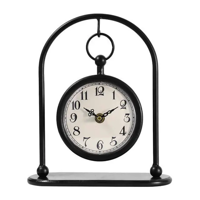 Alt view image 7 of 7 - Vintage Metal Table Clock, Farmhouse Table Clock, Small Black Silent Non-Ticking Battery Operated Desk and Shelf Clocks for Home Kitchen Living Room Bedroom Decor