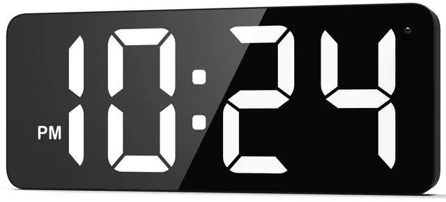 Main image of LED Digital Wall Clock with Large Display, Big Digits, Auto-Dimming, 12/24Hr Format, Modern Electric Small Silent Wall Clock for Living Room, Bedroom, Classroom, Farmhouse, Kitchen, Office - White