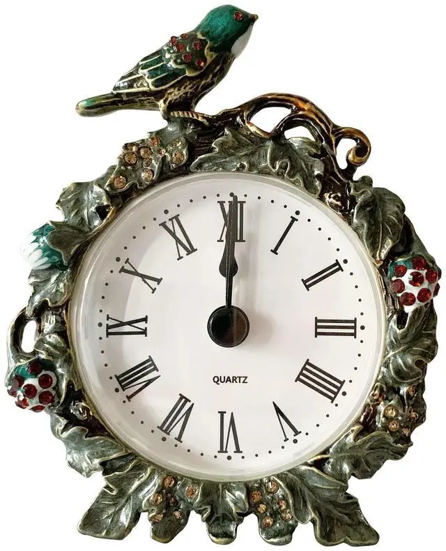 Main image of Decorative Mini Table Clock, Vintage Metal Silent Analog Quartz Battery Operated Table Top Clock for Living Room Decor Shelf