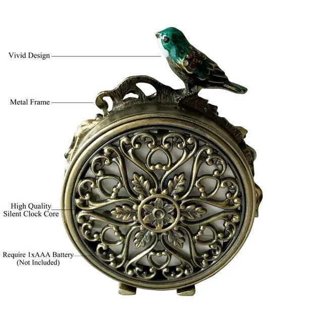 Alt view image 3 of 6 - Decorative Mini Table Clock, Vintage Metal Silent Analog Quartz Battery Operated Table Top Clock for Living Room Decor Shelf