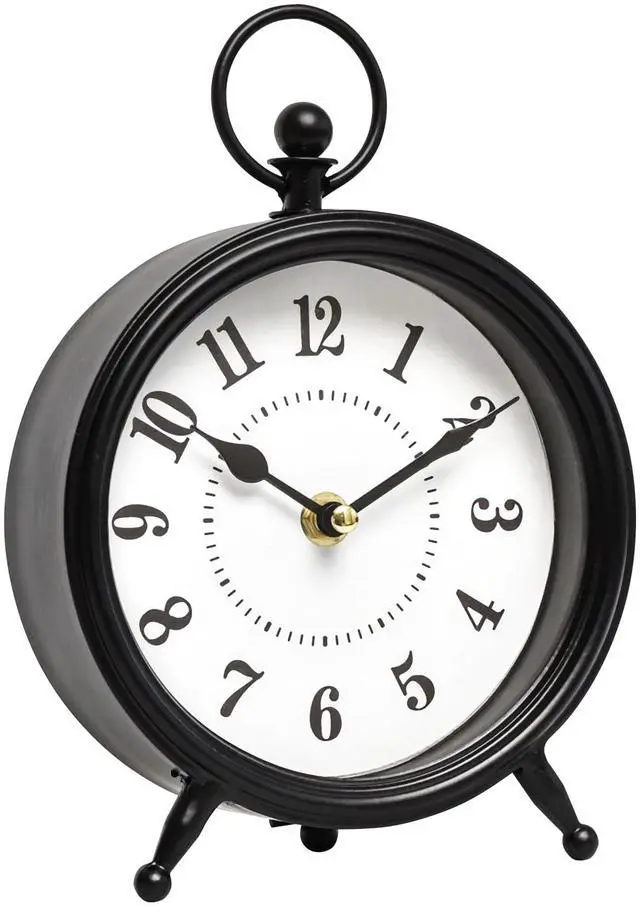 Alt view image 6 of 7 - Vintage Black Table Clock on Stand, Decorative Desk and Shelf ClockDecorative Battery Operated Table Top Clock for Living RoomSilent Non-Ticking(Small)