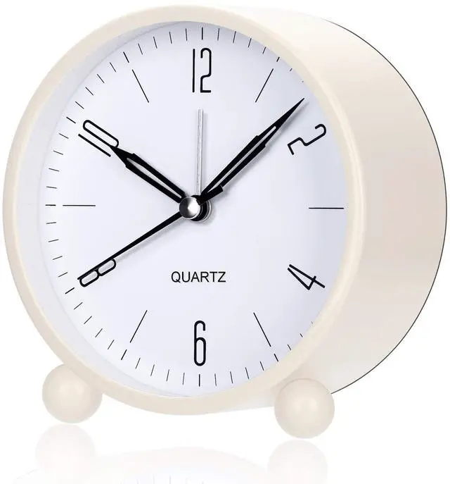 Main image of Analog Alarm Clock, 4 inch Super Silent Non Ticking Small Clock with Night Light, Battery Operated, Simply Design, for Bedroom, Bedside, Desk