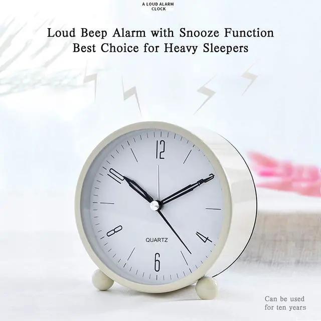 Alt view image 2 of 7 - Analog Alarm Clock, 4 inch Super Silent Non Ticking Small Clock with Night Light, Battery Operated, Simply Design, for Bedroom, Bedside, Desk