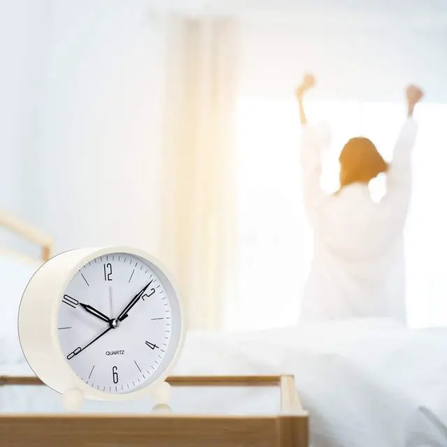 Alt view image 5 of 7 - Analog Alarm Clock, 4 inch Super Silent Non Ticking Small Clock with Night Light, Battery Operated, Simply Design, for Bedroom, Bedside, Desk