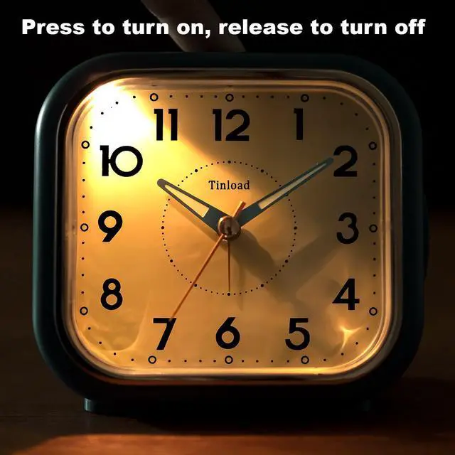 Alt view image 3 of 5 - 4.3" Vintage Retro Analog Alarm Clock, Super Silent Non Ticking Clock with Manual Light, Snooze, Battery Operated, Simply Design, for Living Room, Bedroom, Bedside, Desk(Green)