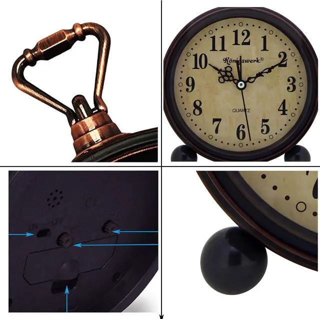 Alt view image 5 of 7 - Vintage Analog Alarm Clock, Classic, Small, 5.25 inch