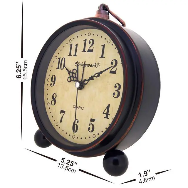 Alt view image 2 of 7 - Vintage Analog Alarm Clock, Classic, Small, 5.25 inch