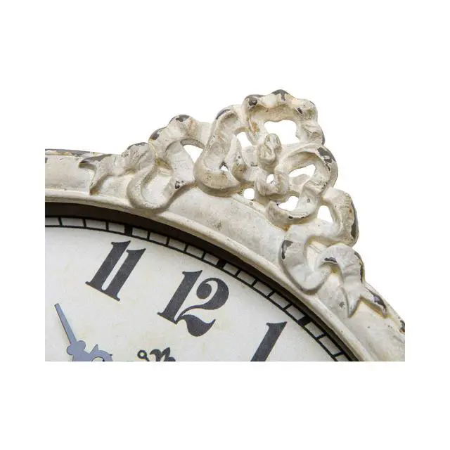 Alt view image 5 of 6 - Small Vintage Table Clock Distressed White, Shabby Chic Decor