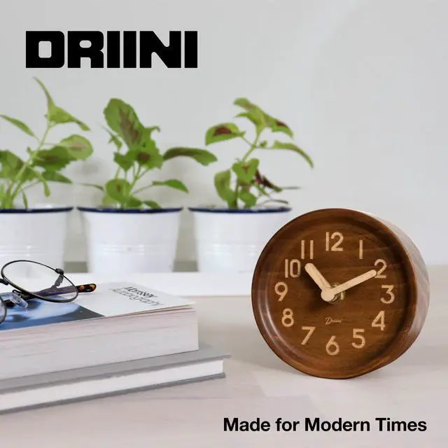 Alt view image 7 of 7 - Wooden Analog Desktop Clock 4.3 in. Decorative Pinewood, No-Tick Design Easy to Read Silent Sweep Mantle Clock Quiet Tabletop Clocks with Wood Body, Hands, & Battery Cover; Dark