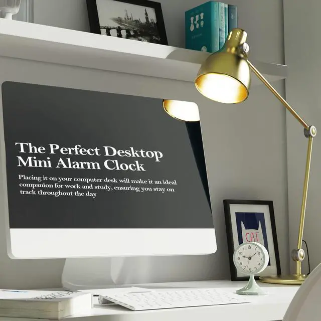 Alt view image 3 of 7 - 3" Cute Analog Alarm Clock,Small Retro Table Clock Battery Operated,Slient Metal Desk Clock with Light for Living Room Decor,Bedroom,Bedside,ShelfGreen