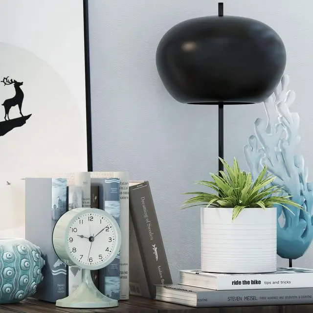Alt view image 6 of 7 - 3" Cute Analog Alarm Clock,Small Retro Table Clock Battery Operated,Slient Metal Desk Clock with Light for Living Room Decor,Bedroom,Bedside,ShelfGreen