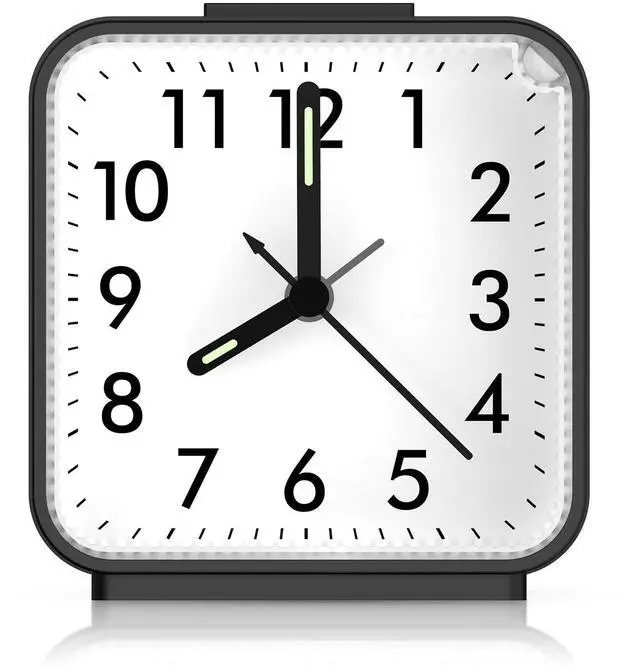 Main image of Analog Alarm Clock, Silent Non Ticking Small Clock, Travel Alarm Clock with Snooze & Light, Ascending Beep Sounds, Battery Operated Loud Alarm Clock for Bedroom, Bedside, Desk (Black)