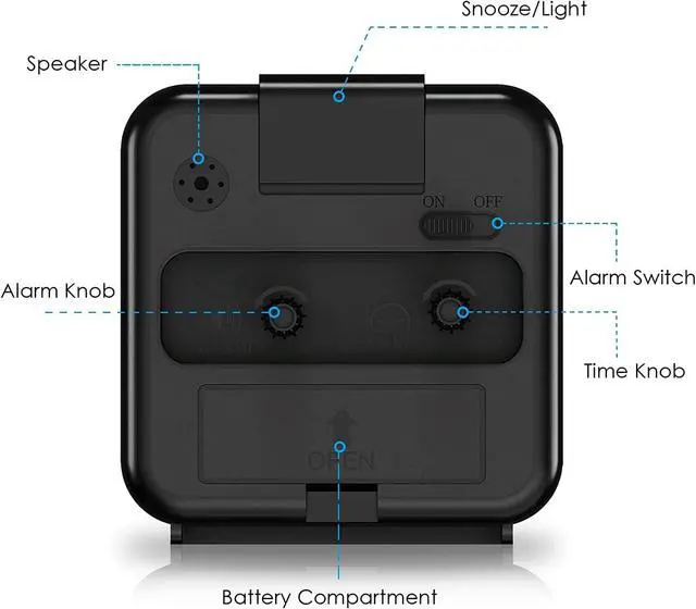 Alt view image 2 of 7 - Analog Alarm Clock, Silent Non Ticking Small Clock, Travel Alarm Clock with Snooze & Light, Ascending Beep Sounds, Battery Operated Loud Alarm Clock for Bedroom, Bedside, Desk (Black)