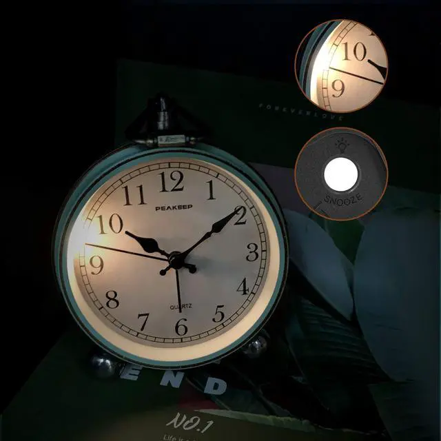 Alt view image 5 of 7 - 4" Small Battery Operated Antique Retro Analog Alarm Clock for Room Decor, Silent Elegant Bedside Desk Table Gift Clock