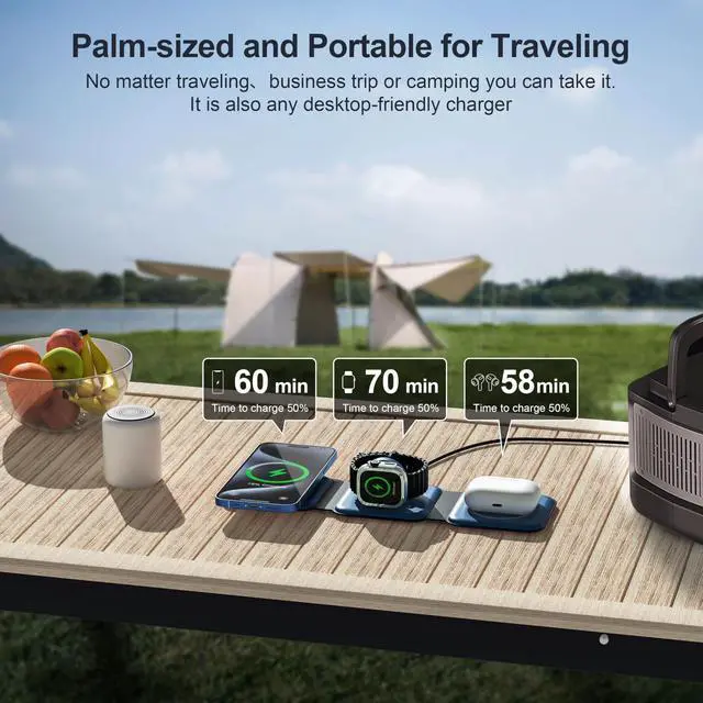 Alt view image 2 of 7 - 3 in 1 Charging Station for Multple Devices,Foldable 3 in 1 Wireless Charger for Travel,Nano Wireless Charging Station for iPhone16 15 14 13 12 Pro Max/Watch 10 9 8 7 6 5 4 3 Ultra/AirPod Pro