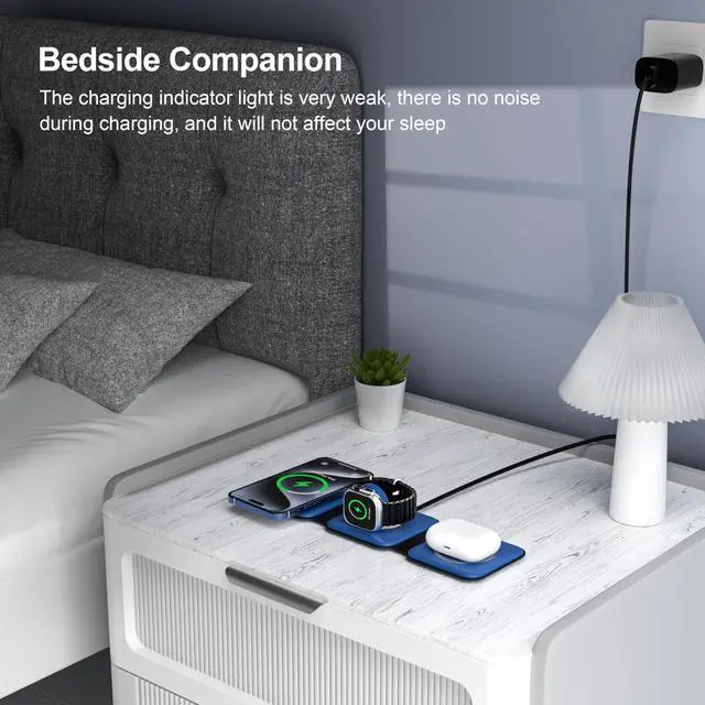 Alt view image 6 of 7 - 3 in 1 Charging Station for Multple Devices,Foldable 3 in 1 Wireless Charger for Travel,Nano Wireless Charging Station for iPhone16 15 14 13 12 Pro Max/Watch 10 9 8 7 6 5 4 3 Ultra/AirPod Pro