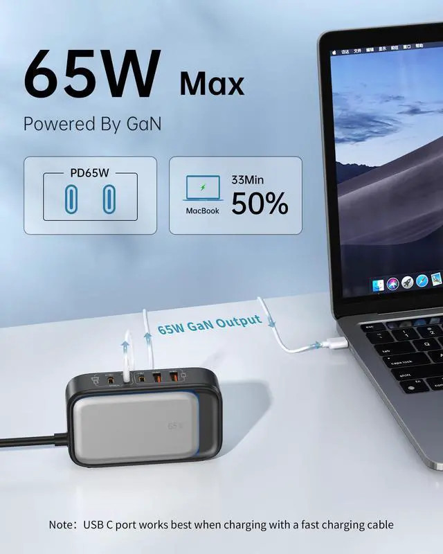 Alt view image 2 of 7 - Travel Power Strip, Fast USB Charging Station 65W Max 7-in-1 USB Charger with 2 Outlets 3 USB C & 2 USB A, 5FT Flat Extension Cord for Travel, Home, Office,Dorm,Cruise Essentials (Black)