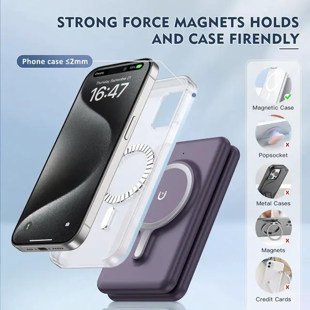 Alt view image 4 of 7 - Wireless Charger iPhone - 3 in 1 Charging Station for Apple Devices for iPhone 17 16 15 14 13 12 Pro Max Plus - Foldable Magnetic Charging Pad for Apple Watch Series & Airpods Series