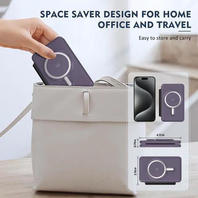 Alt view image 7 of 7 - Wireless Charger iPhone - 3 in 1 Charging Station for Apple Devices for iPhone 17 16 15 14 13 12 Pro Max Plus - Foldable Magnetic Charging Pad for Apple Watch Series & Airpods Series