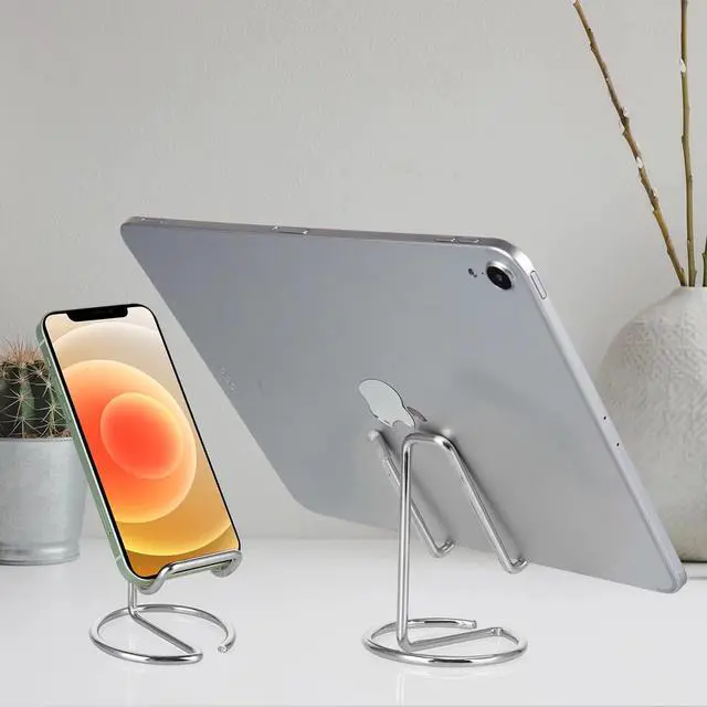 Alt view image 6 of 7 - Cell Phone Stand for Desk, Cute Metal Silver Cell Phone Stand Holder Desk Accessories, Compatible with All Mobile Phones, iPhone, iPad