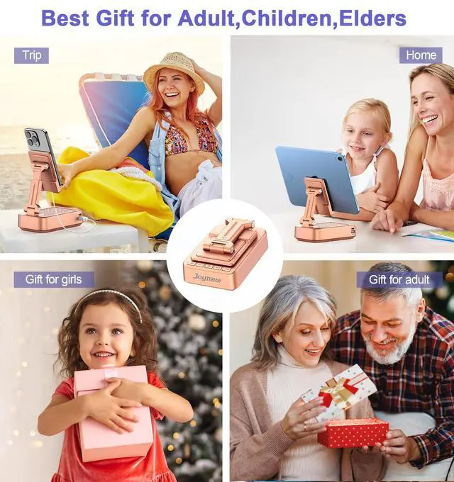 Alt view image 6 of 7 - Gifts for Women Girls, Bluetooth Speaker Phone Stand with Charging Function 360° Rotable Adjustable Cell Phone Holder with HD Surround Sound for Desk Fits All Phones,Tablet (Rose Gold)