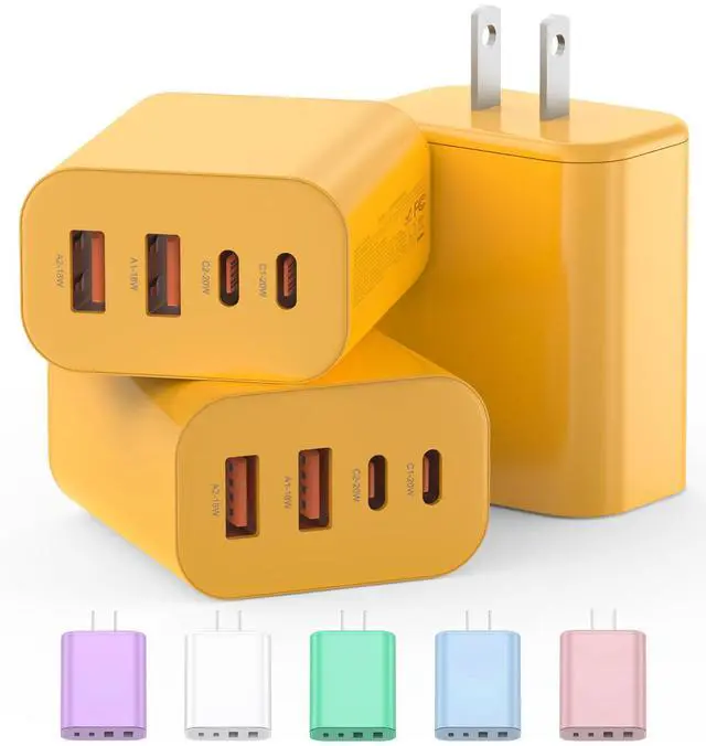 Main image of USB C Charger Block,40W USB C Charger Cube,Type C Charging Block,Wall Chargers Dual Port PD+QC Charging Cube for iPhone 17 16 15 14 13 12 11 Pro Max XS,iPad, Samsung Phone,Tablet(Yellow)