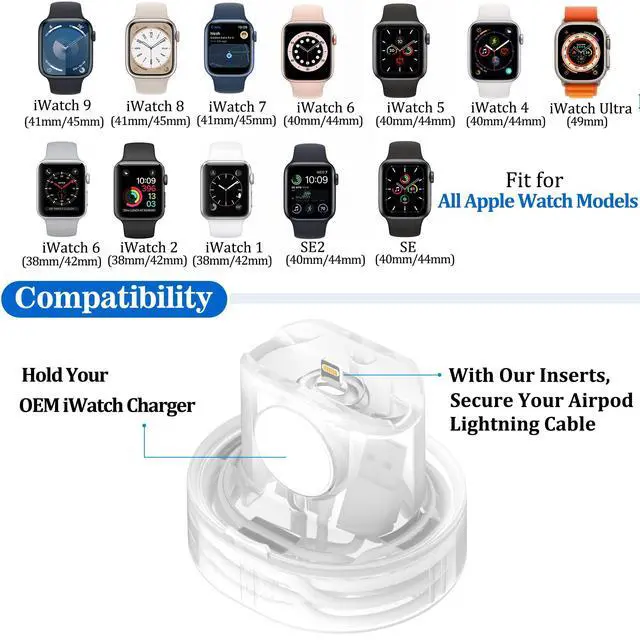 Alt view image 4 of 7 - Stand for Apple Watch Charger - iWatch AirPod 2 in 1 Charging Stand Holder Dock Compatible with Apple Watch Series 10 9 8 SE2 7 6 SE 5 4 3 2 and AirPods 1/2/3/Pro (White)