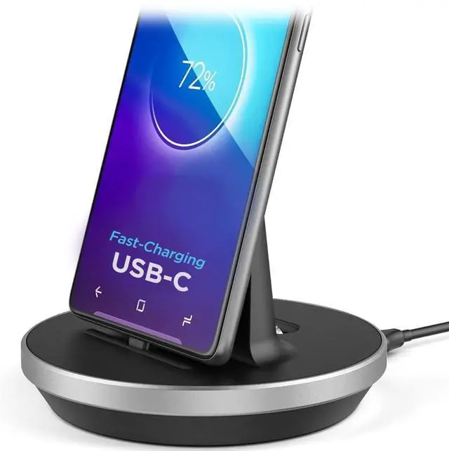Main image of Desktop Charging Stand for USB-C Phone and Tablets, Adjustable Case-Friendly Dock Station Charger, Super Fast Charge Compatible (Wired Type-C)