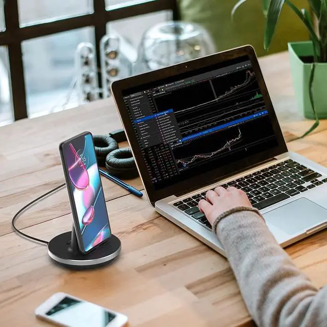 Alt view image 3 of 7 - Desktop Charging Stand for USB-C Phone and Tablets, Adjustable Case-Friendly Dock Station Charger, Super Fast Charge Compatible (Wired Type-C)