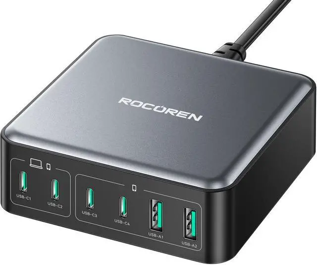 Main image of 270W USB C Charger Block, 6 Port Multi USB-C Charging Station,100W PD Fast USBC Gan Charger Station Hub Dock for Multiple Devices, Laptop Type C for MacBook/iPhone 17/iPad/Galaxy S25 (Black)