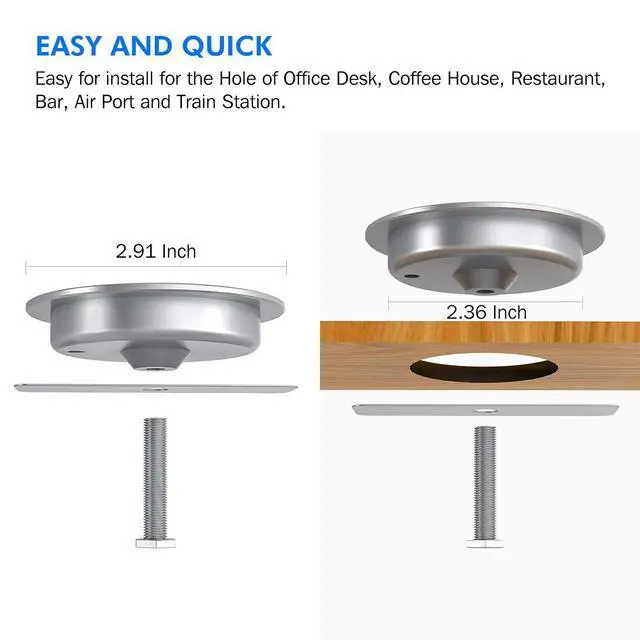 Alt view image 5 of 6 - Recessed Desk Wireless Charger,15W Fast Flush Mount Qi Charging Pad,Hidden Desk Grommet Charger,Desktop Charging Station for Home/Office,Compatible with iPhone 17/16/15/Samsung/All Qi-Enabled Devices