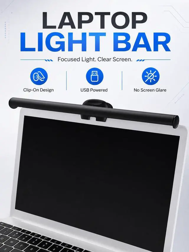 Alt view image 2 of 7 - Laptop Monitor Light Bar, USB e-Reading LED Task Lamp, 3 Adjustable Color Temperature, 10 Dimming Brightness Levels, No Screen Glare, Space Saving, Eye Health Care, Portable for Travel
