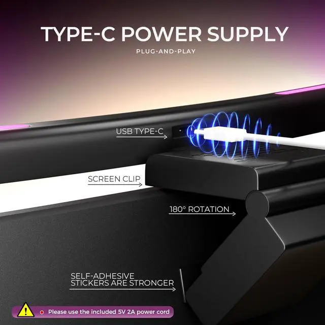 Alt view image 5 of 7 - Monitor Light Bar Curved, RGB Backlight, Computer Screen Lamp for Eye Care, Dual Light Mode with Touch Control Timed, Gaming Accessory, Radius of Curvature 1500 mm