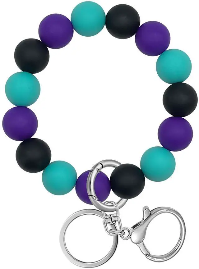 Main image of Elastic Food-Grade Silicone Beaded Wristlet Keychain