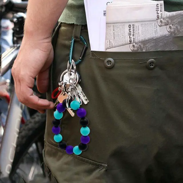 Alt view image 4 of 7 - Elastic Food-Grade Silicone Beaded Wristlet Keychain