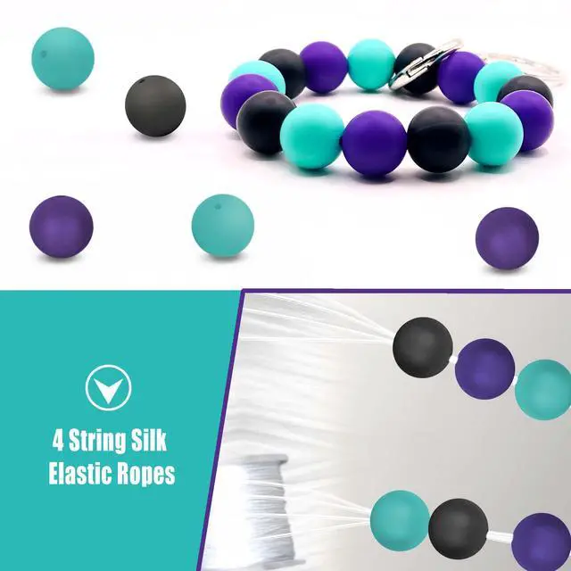 Alt view image 5 of 7 - Elastic Food-Grade Silicone Beaded Wristlet Keychain