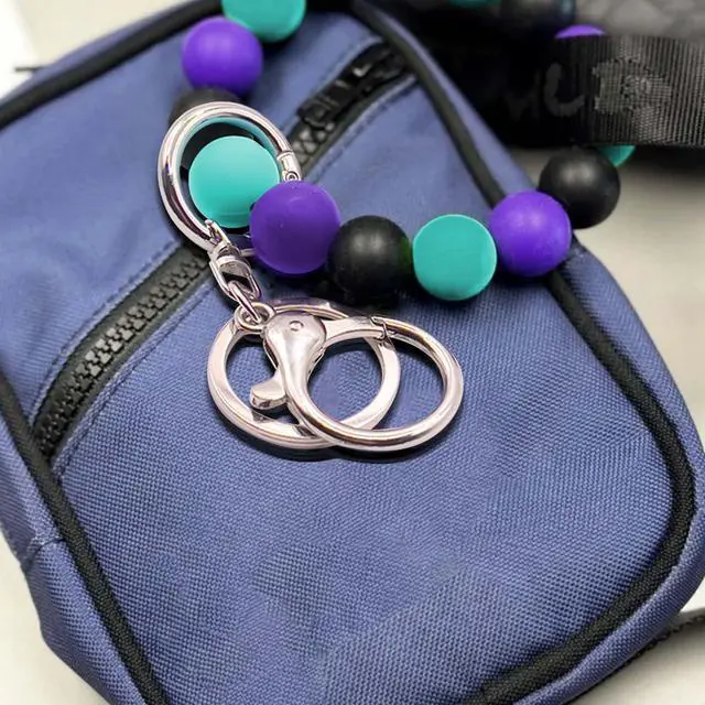 Alt view image 6 of 7 - Elastic Food-Grade Silicone Beaded Wristlet Keychain