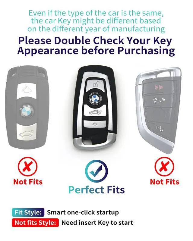 Alt view image 2 of 7 - Suitable For BMW key fob cover. Advanced soft TPU key box is compatible with X1 X3 X4 X5 X6 1 2 4 5 6 7 M3 M5 M6 GT3 GT5 G30 F10 F15 F16 F20 key (Type A Silver Key Case + key chain set)