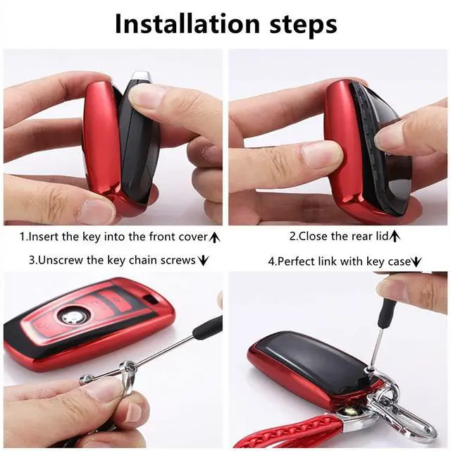 Alt view image 7 of 7 - Suitable For BMW key fob cover. Advanced soft TPU key box is compatible with X1 X3 X4 X5 X6 1 2 4 5 6 7 M3 M5 M6 GT3 GT5 G30 F10 F15 F16 F20 key (Type A Silver Key Case + key chain set)