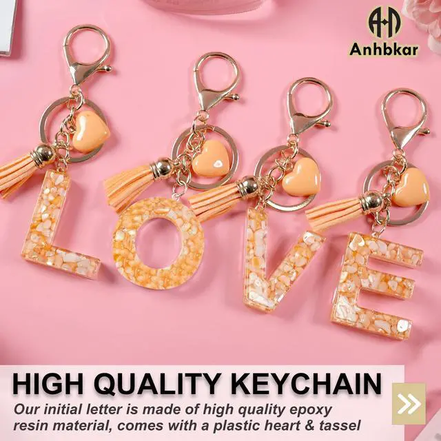 Alt view image 3 of 6 - Initial Letter Keychain, Butterfly Keychain Cute Resin, Initial Keychain Backpack Charms, Key chain for Women, Girls (B, Orange)