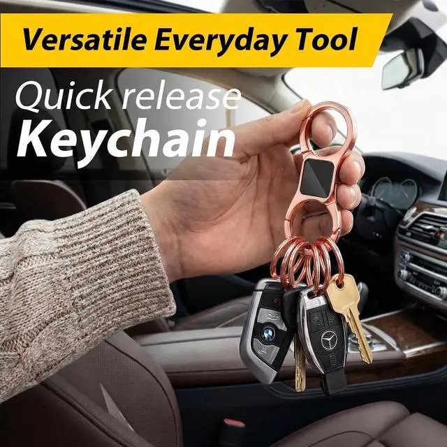 Alt view image 2 of 7 - Key Chain, Quick Release Keychain with 8 Key Rings, Heavy Duty Car Keychains Organizer Key Ring Clip for Men Women (Rose Gold)