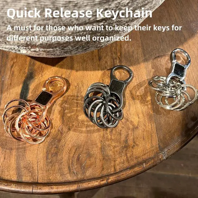 Alt view image 6 of 7 - Key Chain, Quick Release Keychain with 8 Key Rings, Heavy Duty Car Keychains Organizer Key Ring Clip for Men Women (Rose Gold)