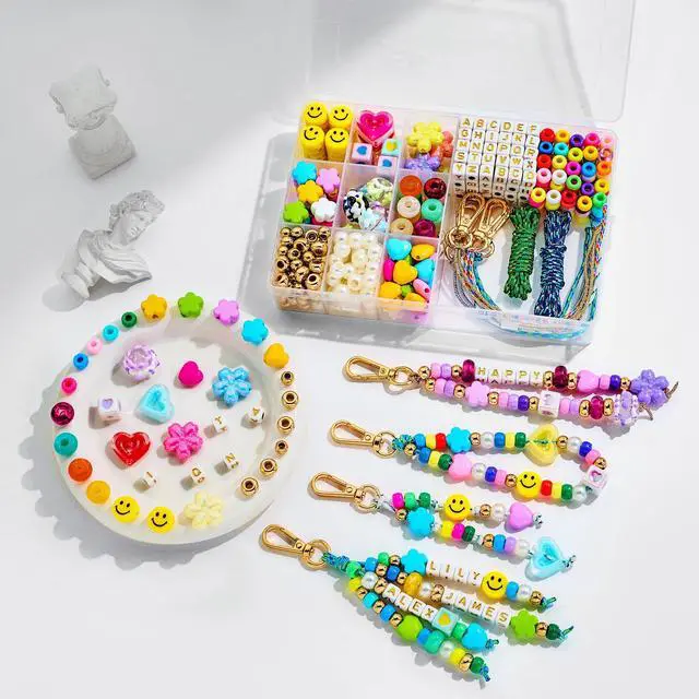 Main image of 421PCS Beaded Keychain Making Kit for Women,Acrylic Heart Star Flower Letter Alphabet Bag Beads DIY Key Chain Charm Supplies Crafts Accessoriess Jewerly Making Kit for Kids Girls Boys