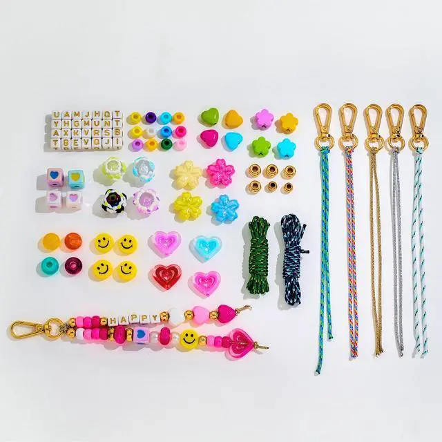 Alt view image 2 of 7 - 421PCS Beaded Keychain Making Kit for Women,Acrylic Heart Star Flower Letter Alphabet Bag Beads DIY Key Chain Charm Supplies Crafts Accessoriess Jewerly Making Kit for Kids Girls Boys